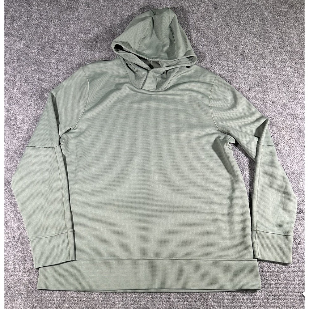 Lululemon Hoodie Mens L Green Shift Stitch Waflfle Knit Performance Pullover